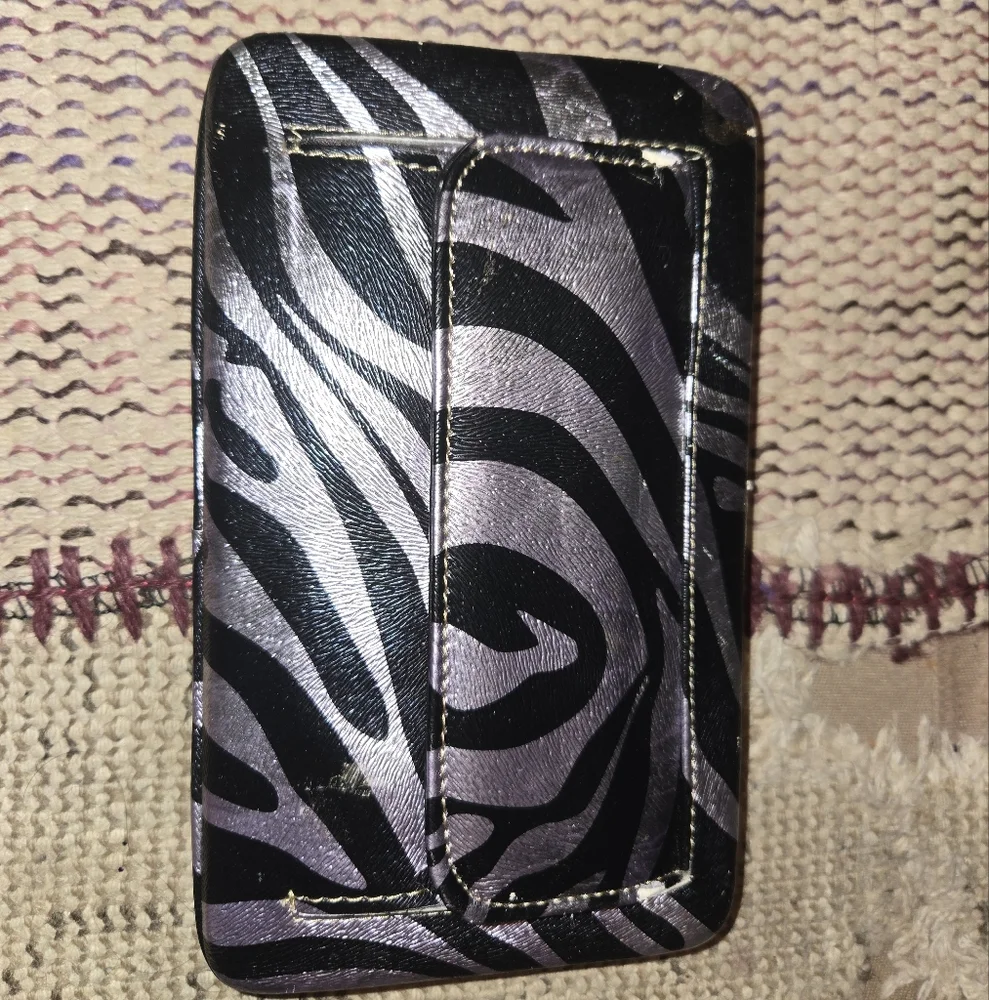 Zebra Pattern Phone Case - Black and Silver